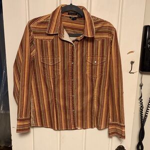 Striped Button Down Western Shirt size Large.